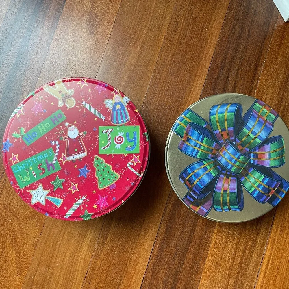 Two (2) Christmas / Gift Metal Tins